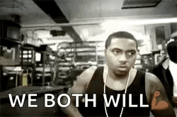 A Black And White Photo Of A Man In A Gym . GIF