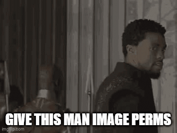A Black And White Photo Of A Man Making A Funny Face And The Words `` Give This Man Image Permits '' . GIF