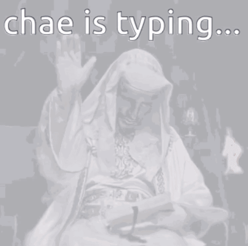 A Black And White Photo Of A Man Reading A Book With The Words Chae Is Typing GIF