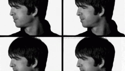 a black and white photo of a man 's face with four different angles of his face .