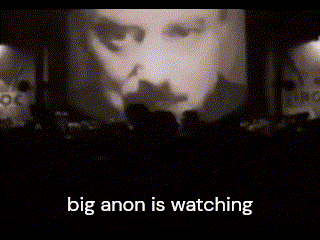 Black And White Photo Of Man With Big Anon Watching GIF