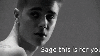 A Black And White Photo Of A Man 'S Torso With The Words " Sage This Is For You " On The Bottom GIF