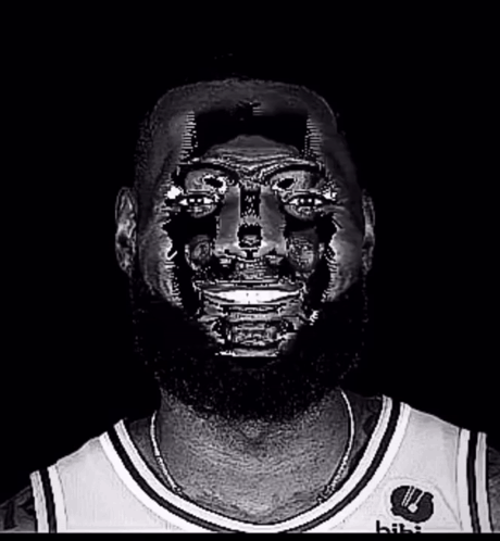 A Black And White Photo Of A Man Wearing A Shirt That Says ' Bits ' On It GIF