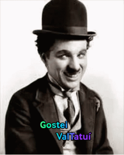 A Black And White Photo Of A Man Wearing A Top Hat With The Name Gostei Valtatui Written On The Bottom GIF