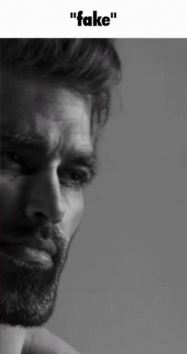 A Black And White Photo Of A Man With A Beard And The Caption " Fake " GIF