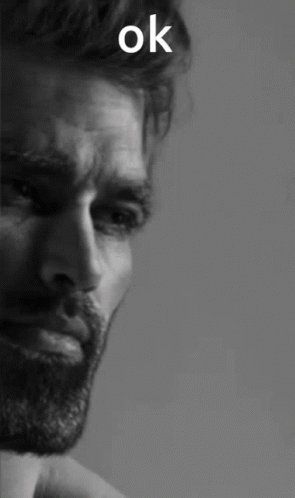 A Black And White Photo Of A Man With A Beard And The Word Ok On The Bottom GIF