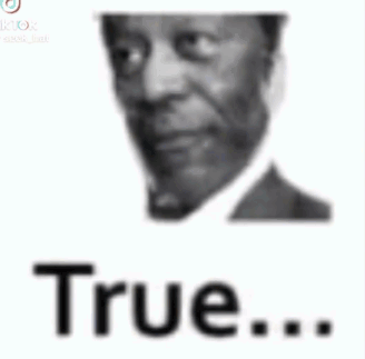 A Black And White Photo Of A Man With A Beard And The Words `` False '' Written Below Him . GIF