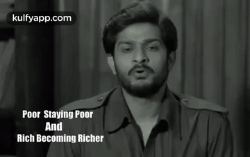 A Black And White Photo Of A Man With A Beard And The Words Poor Staying Poor And Rich Becoming Richer GIF