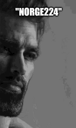 A Black And White Photo Of A Man With A Beard With The Caption " Norge 224 " . GIF