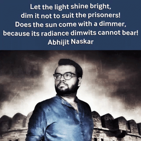A Black And White Photo Of A Man With Glasses And A Quote From Abhijit Naskar GIF