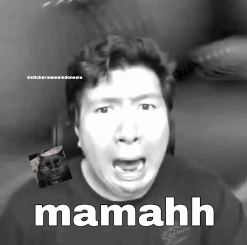 A Black And White Photo Of A Man With The Word Mamahh Written On It GIF