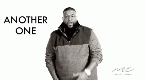 A Black And White Photo Of A Man With The Words Another One On The Bottom GIF