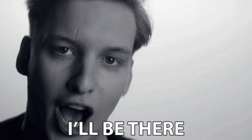 A Black And White Photo Of A Man With The Words I 'Ll Be There Above Him GIF