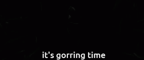 a black and white photo of a man with the words " it 's gorring time "
