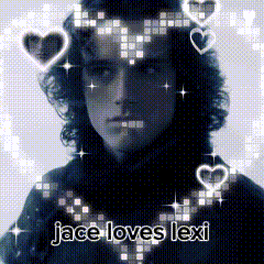 A Black And White Photo Of A Man With The Words Jace Loves Lexi On The Bottom GIF