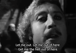 A Black And White Photo Of A Man With The Words Let Me Out Let Me Out Of Here Get Me The Hell Out Of Here GIF