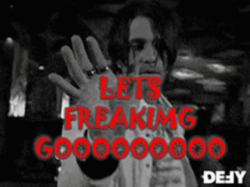 A Black And White Photo Of A Man With The Words Lets Freaking Go GIF