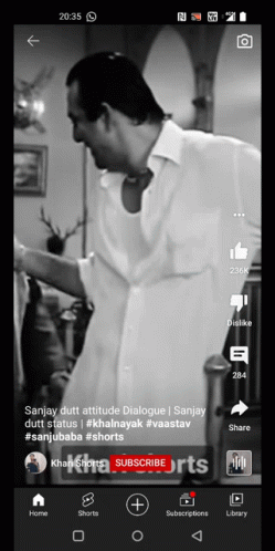 A Black And White Photo Of A Man With The Words Sanjay Dutt Attitude Dialogue At The Bottom GIF