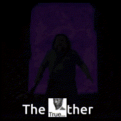 A Black And White Photo Of A Man With The Words " The Other True " Written Below It GIF