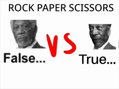 A Black And White Photo Of A Man With The Words True And False Below Him GIF