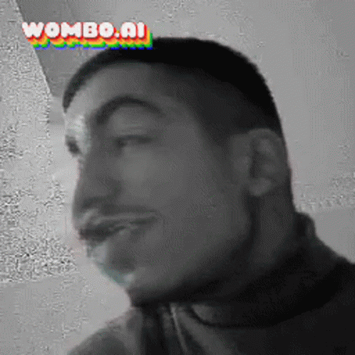 A Black And White Photo Of A Man With Wombo.ai Written On The Bottom Right GIF