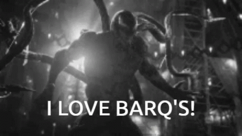 A Black And White Photo Of A Monster With The Words `` I Love Barq 'S '' Written Below It . GIF