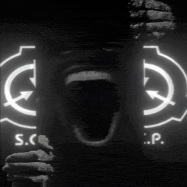 Black And White Photo Of Screaming Person In Front Of SCP Logo GIF