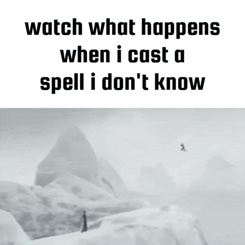 A Black And White Photo Of A Person With The Words Watch What Happens When I Cast A Spell I Don 'T Know GIF