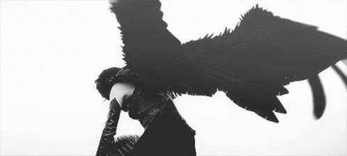 A Black And White Photo Of A Person With Wings And Smoke Coming Out Of Their Head . GIF