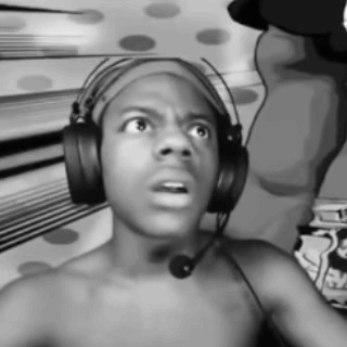 A Black And White Photo Of A Shirtless Man Wearing Headphones And A Headband GIF