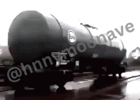 A Black And White Photo Of A Tanker Truck With The Hashtag @Hnnymoonave On The Bottom GIF