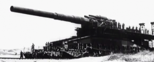 A Black And White Photo Of A Very Large Tank GIF