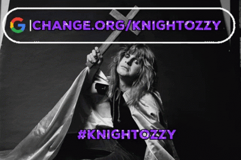 A Black And White Photo Of A Woman Holding A Cross With The Words Change.org/knightozzy Below Her GIF