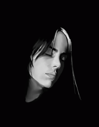 A Black And White Photo Of A Woman 'S Face With Her Eyes Closed GIF