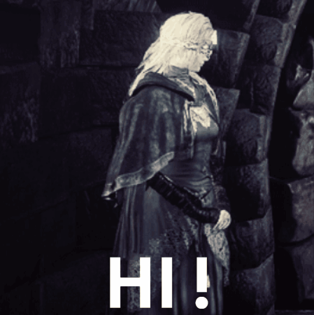 A Black And White Photo Of A Woman Standing Next To A Brick Wall With The Words Hi Written In White GIF
