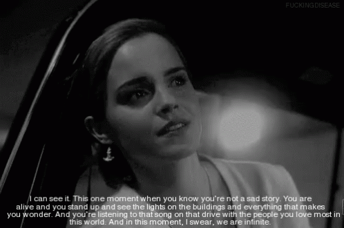 A Black And White Photo Of A Woman With A Quote On The Bottom GIF