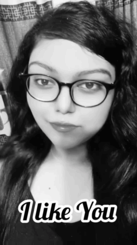 A Black And White Photo Of A Woman With Glasses And The Words I Like You Below Her GIF