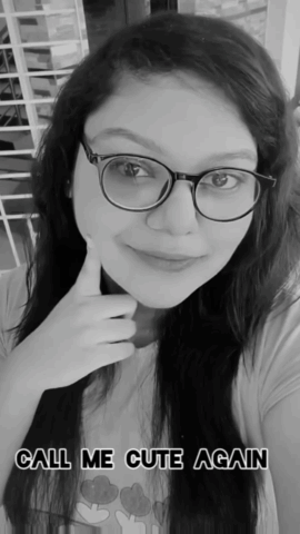 a black and white photo of a woman with the words call me cute again on the bottom