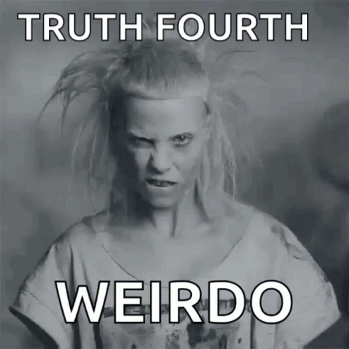 A Black And White Photo Of A Woman With The Words Truth Fourth Weirdo GIF