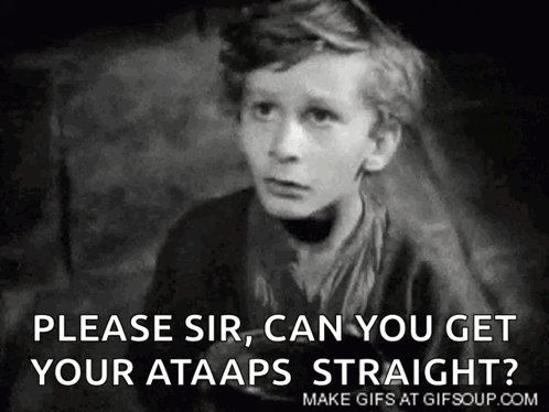 A Black And White Photo Of A Young Boy With The Caption " Please Sir Can You Get Your Ataaps Straight " GIF