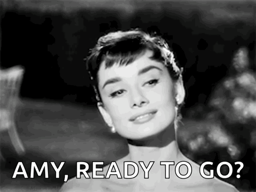 Black And White Audrey Hepburn Photo Amy Ready To Go GIF
