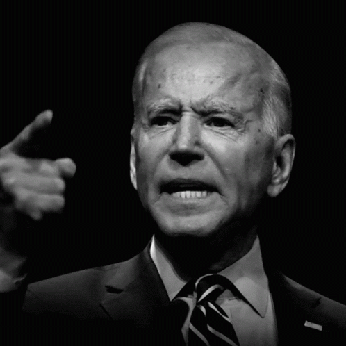 Black And White Biden Photo With Won Over His Face GIF