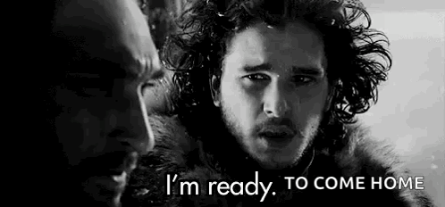 A Black And White Photo Of Jon Snow From Game Of Thrones . GIF