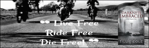 A Black And White Photo Of People Riding Motorcycles With The Words Live Free Ride Free Die Free GIF