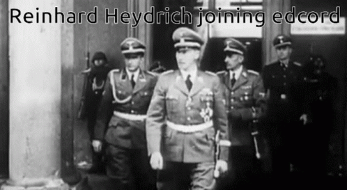 a black and white photo of reinhard heydrich joining the edcord