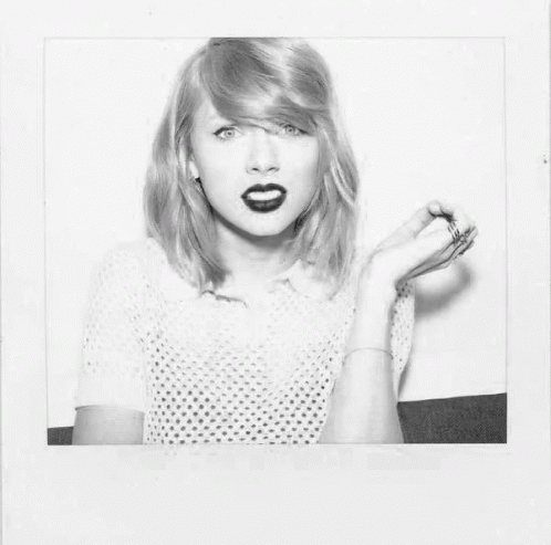 Black And White Photo Of Taylor Swift Making Heart GIF