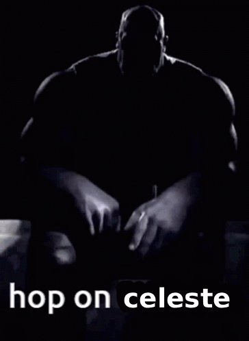 a black and white photo of thanos with the words hop on celeste written below him