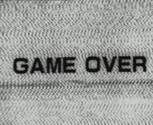 A Black And White Photo Of The Words Game Over On A Television Screen . GIF