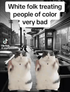 A Black And White Photo Of Two Hamsters Standing On A Sidewalk . GIF