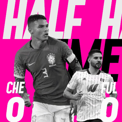 A Black And White Photo Of Two Soccer Players With The Words Half Time GIF